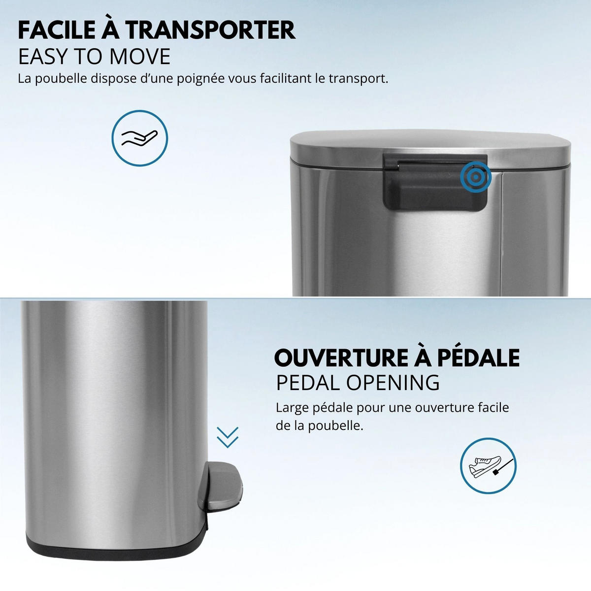 KÜCHENABFALLEIMER ADMIRAL silber - Silberfarben, Metall (37/66/43cm) - Kitchen Move