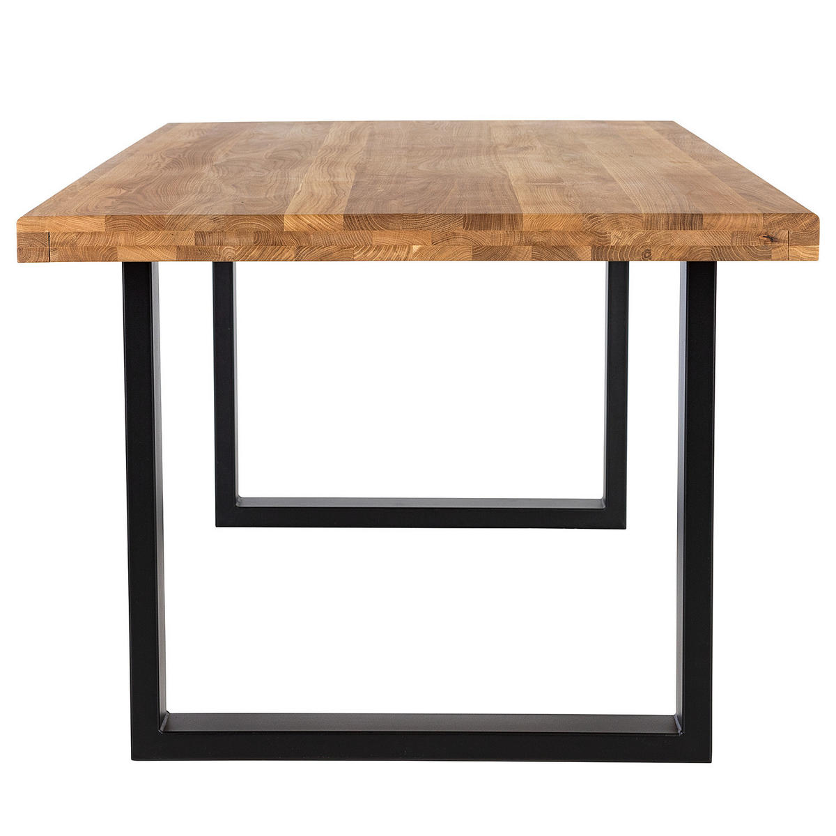 ESSTISCH - Metall / Massivholz - Schwarz - Eichefarben/Schwarz, Holz/Metall (100/160/77cm) - home24