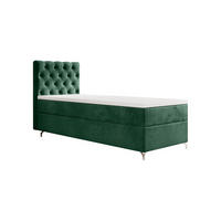 BOXBETT CHESTER P mit Matratze H3, Bonell und Topper 100x200 Monolith 37 - Dunkelgrün, Textil (100/200cm) - Bedante