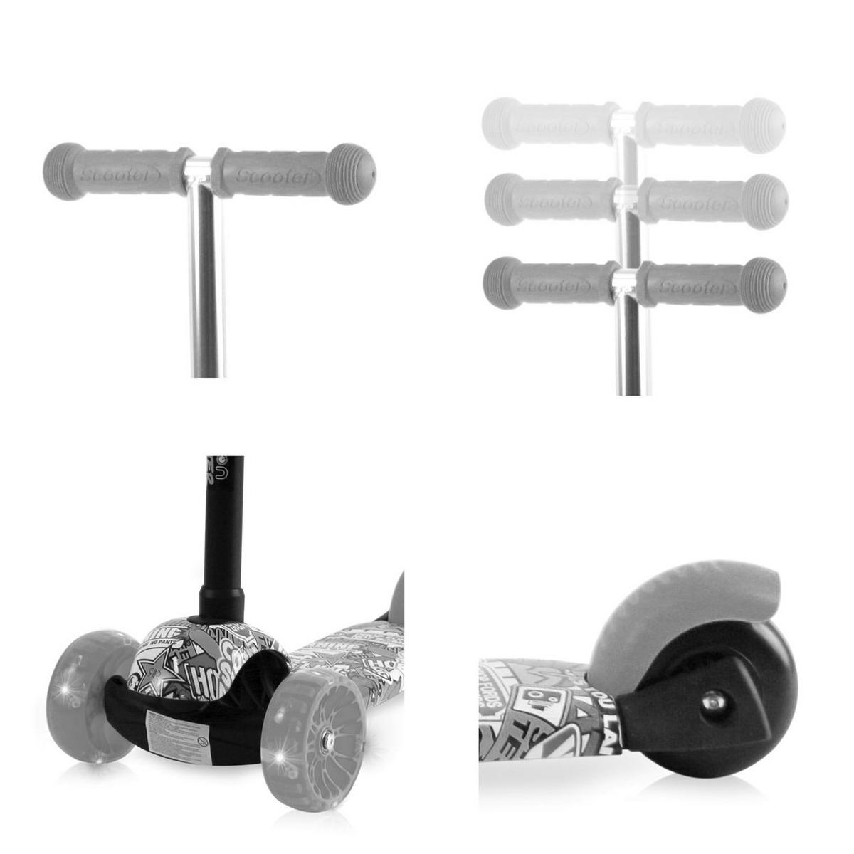 KINDERROLLER Draxter pink höhenverstellbar, PU-Leuchträder Fußbremse - Rosa, Metall (52/13/77cm) - Lorelli