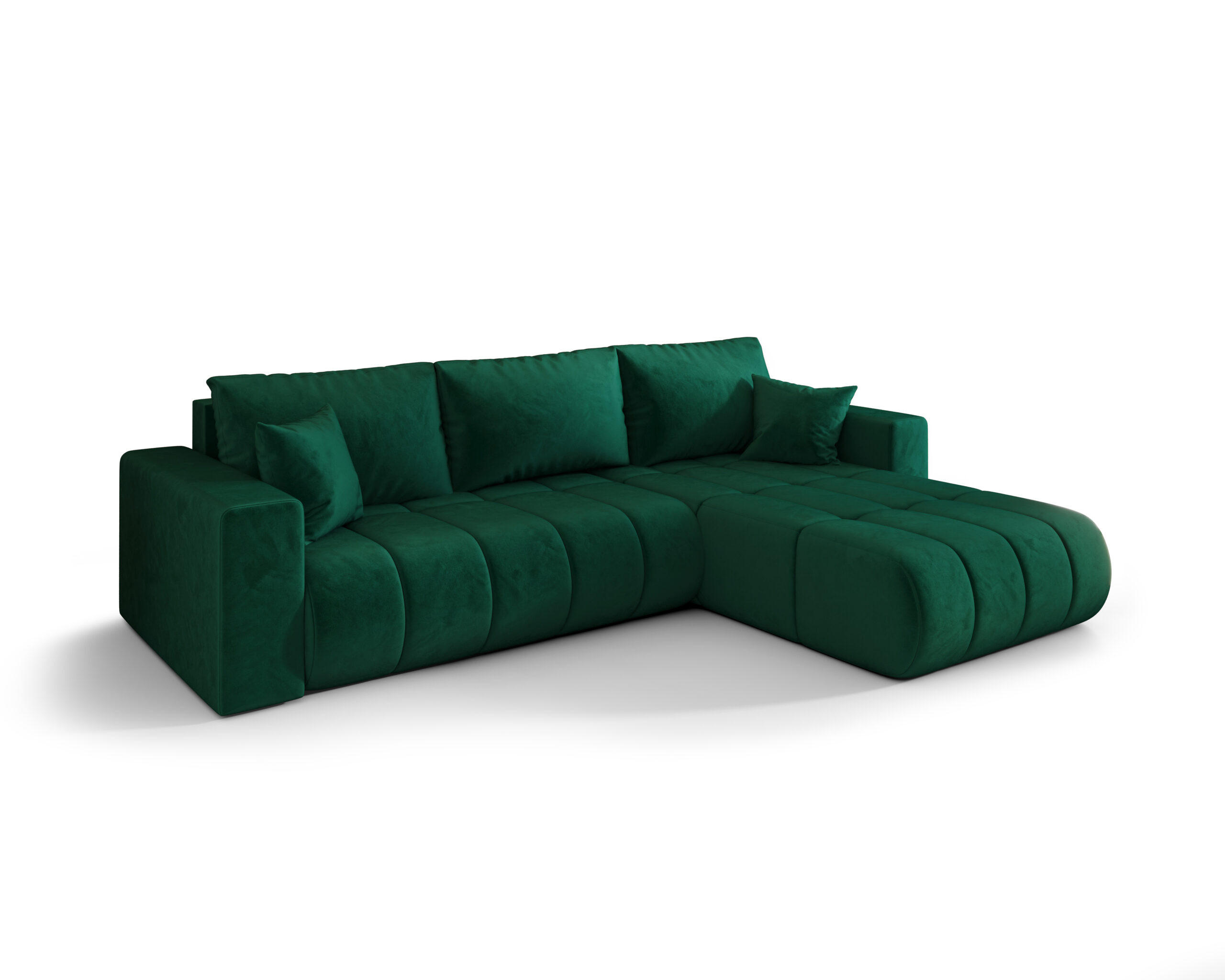 ECKSOFA mit schlaffunktion und bettkasten MILO PREMIUM, stoff MONOLITH, Grün, Rechts - Grün, Holz (280/190cm) - Kaiser Möbel