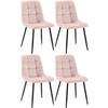 STUHL 4er Set Samt Pink - Pink/Schwarz, Textil/Metall (45/84/55cm) - CLP