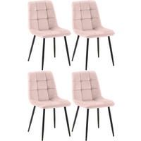 STUHL 4er Set Samt Pink - Pink/Schwarz, Textil/Metall (45/84/55cm) - CLP