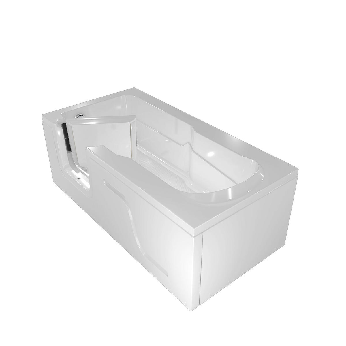 SENIORENWANNE mit Tür S17-R 75x150cm ohne Armatur - Weiß, Glas/Kunststoff (150/54/75cm) - AcquaVapore by Sandra Jentho