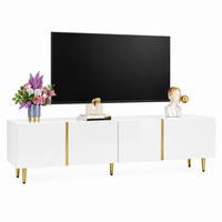 TV-SCHRANK mit 4 Türen 170 cm MDF Weiß Hochglanz - Weiß, Holzwerkstoff (35/46/170cm) - Beauniv