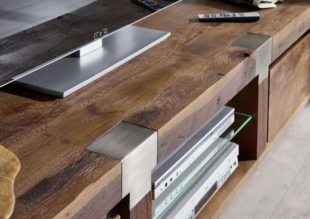 TV-BOARD Mango 240x48x39 braun lackiert Amsterdam #04 - Braun, Holz (240/39/48cm) - Massivmoebel24