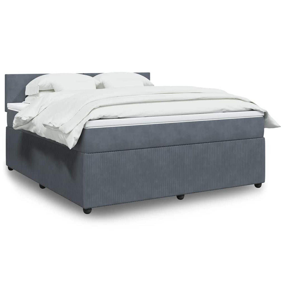 BOXSPRINGBETT 180/200 Cm Grau Samt - Grau, Textil (180/200cm) - vidaXL
