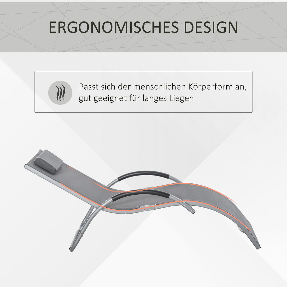 GARTENLIEGE - Grau, Textil/Metall (60/65/160cm) - Outsunny