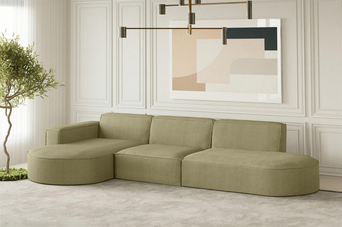 ECKSOFA Palma In Scala - Opal, Holzwerkstoff/Textil (296/165cm) - Fun Möbel