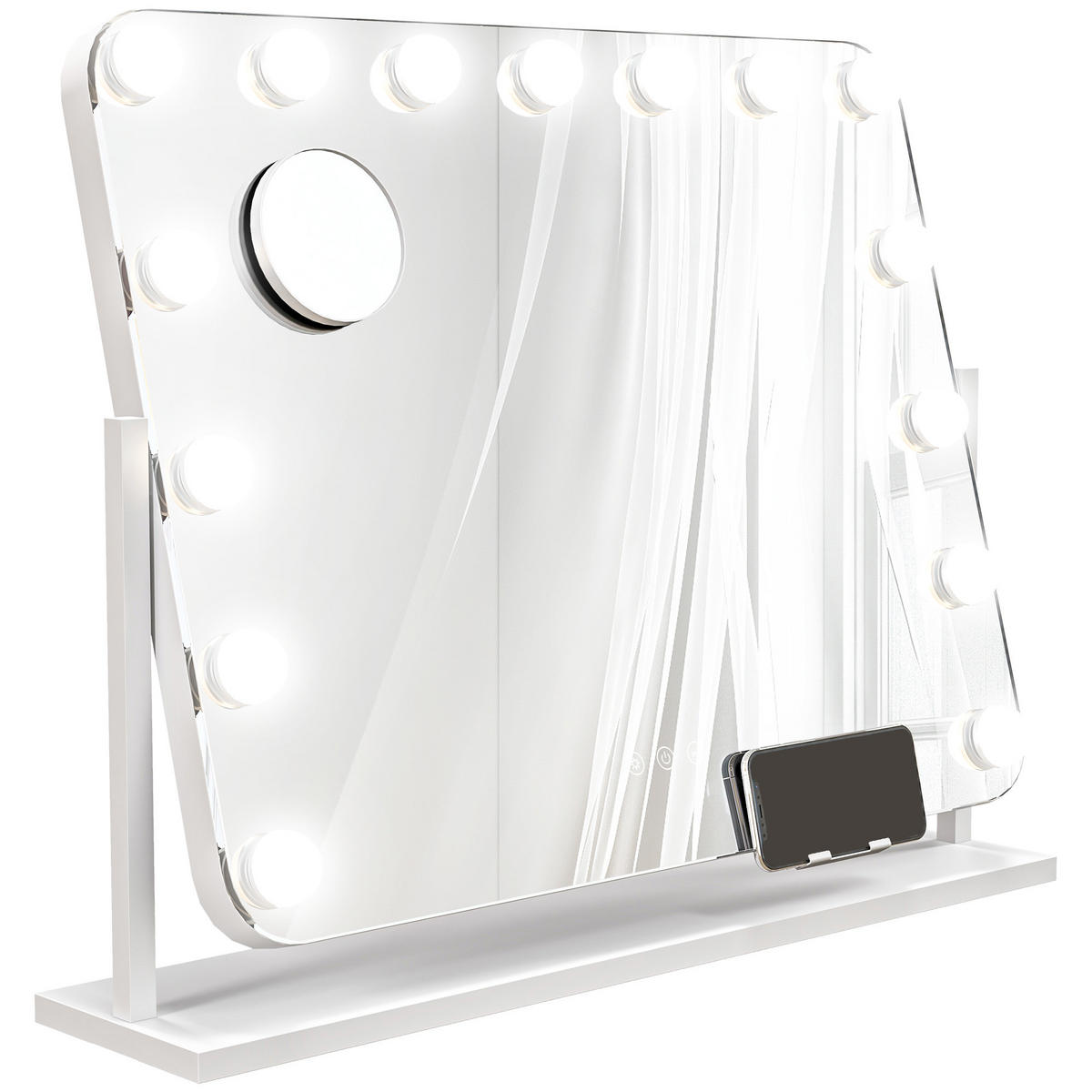 SCHMINKSPIEGEL DE-18028 dimmbar, 3 Lichtmodi, USB 63/50 cm - Weiß, Glas (14/62.5/49.5cm) - ComfortXL