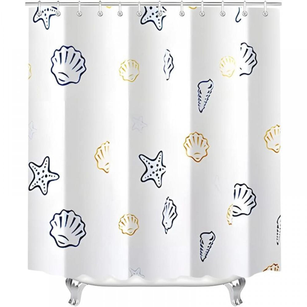 DUSCHVORHANG Ozean Muster Polyester wasserdicht schimmelresistent mit Ringen Badezimmer - Weiß, Textil (180/80cm) - MCBOSON