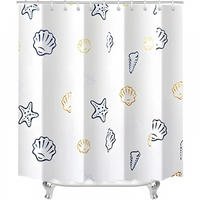 DUSCHVORHANG Ozean Muster Polyester wasserdicht schimmelresistent mit Ringen Badezimmer - Weiß, Textil (180/80cm) - MCBOSON