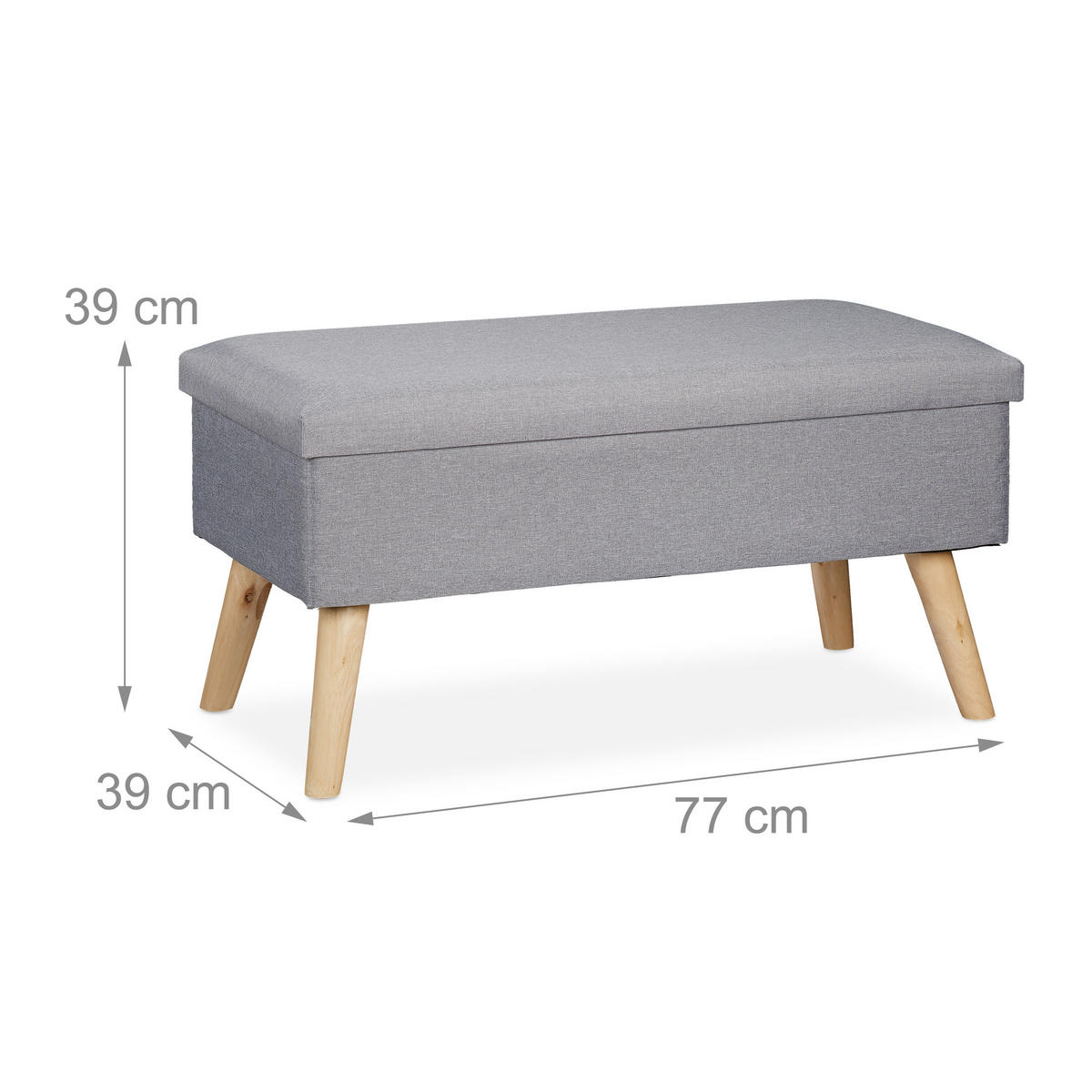 SITZBANK - Grau, Holz/Holzwerkstoff (77/39/39cm) - Relaxdays