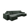 WOHNLANDSCHAFT Hugo U-Form Cordstoff mit Schlaffunktion und Bettkasten - Grün, Textil (312/83/142cm) - VENASI MÖBEL