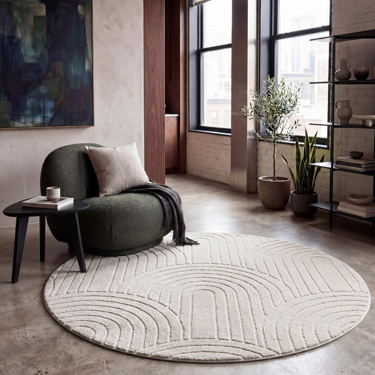 HOCHFLORTEPPICH 120/120 cm Tokio 471 - Creme, Textil (120/120cm) - Paco Home