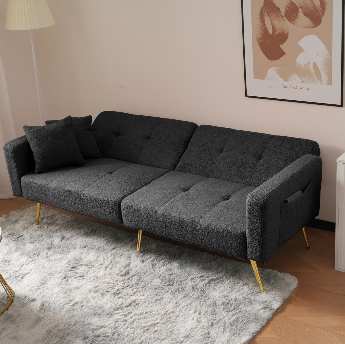 SCHLAFSOFA mit Bettfunktion verstellbar 175 x 64 x 72 cm Antique Gray - Grau, Kunststoff (175/72/64cm) - Meubliv