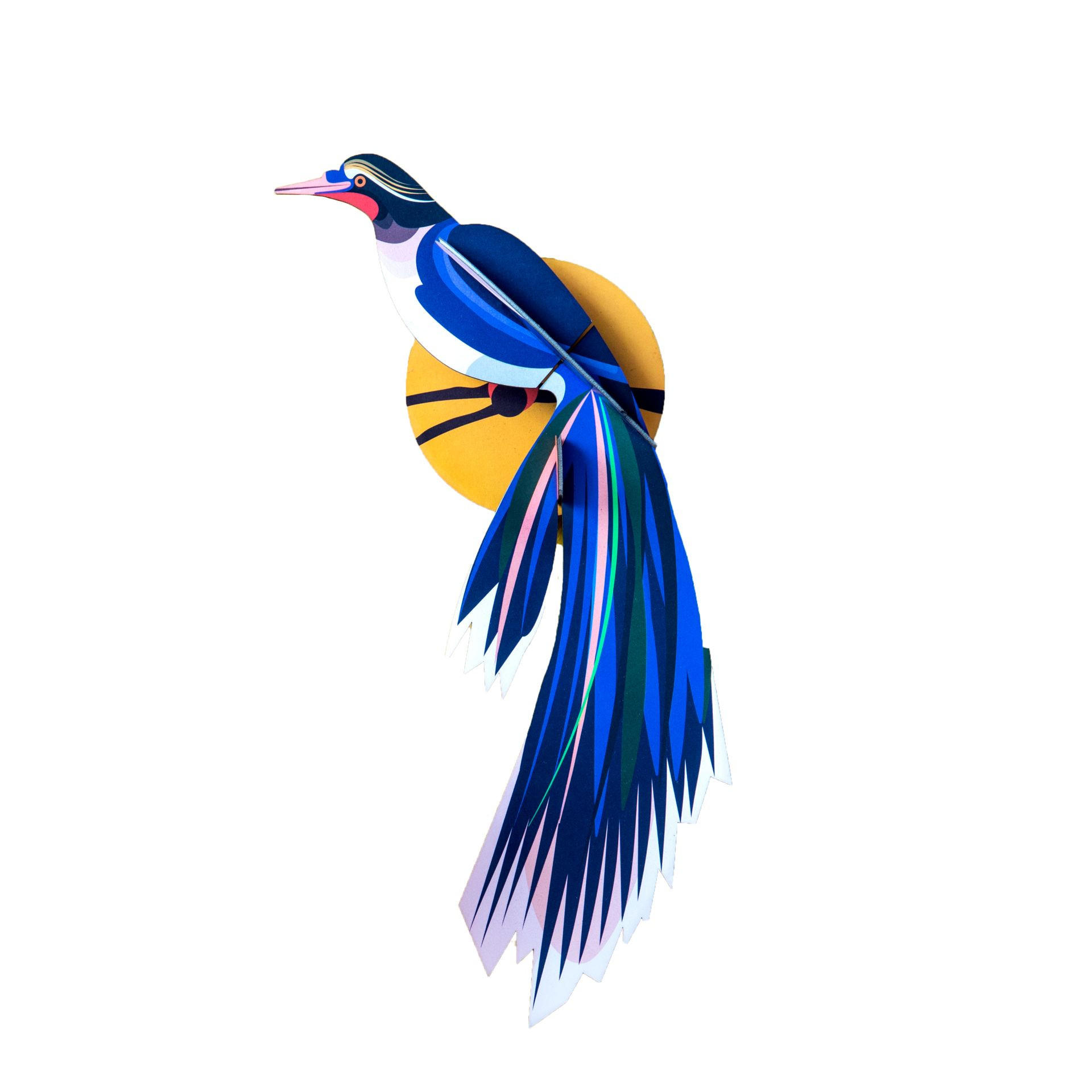 WANDDEKO Azurflügel-Vogel 18/7 cm - Blau/Weiß, Wellpappe (18/7/37cm) - KUNSTLOFT