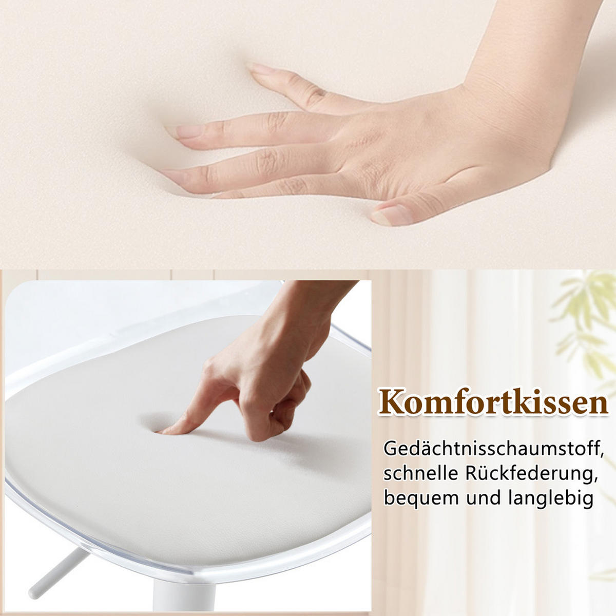 TISCHGRUPPE 3-tlg Glastisch 89 cm mit 2 Barhockern Höhenverstellbar Drehbar - Transparent, Glas/Metall (49.5/50/51cm) - Raelunyi