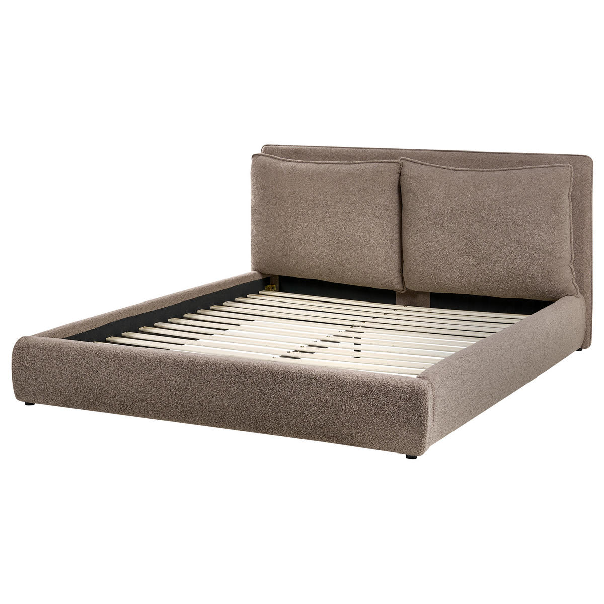 BETT mit Lattenrost 160/200 cm Bouclé Braun Bajonna - Braun, Textil (160/200cm) - Beliani