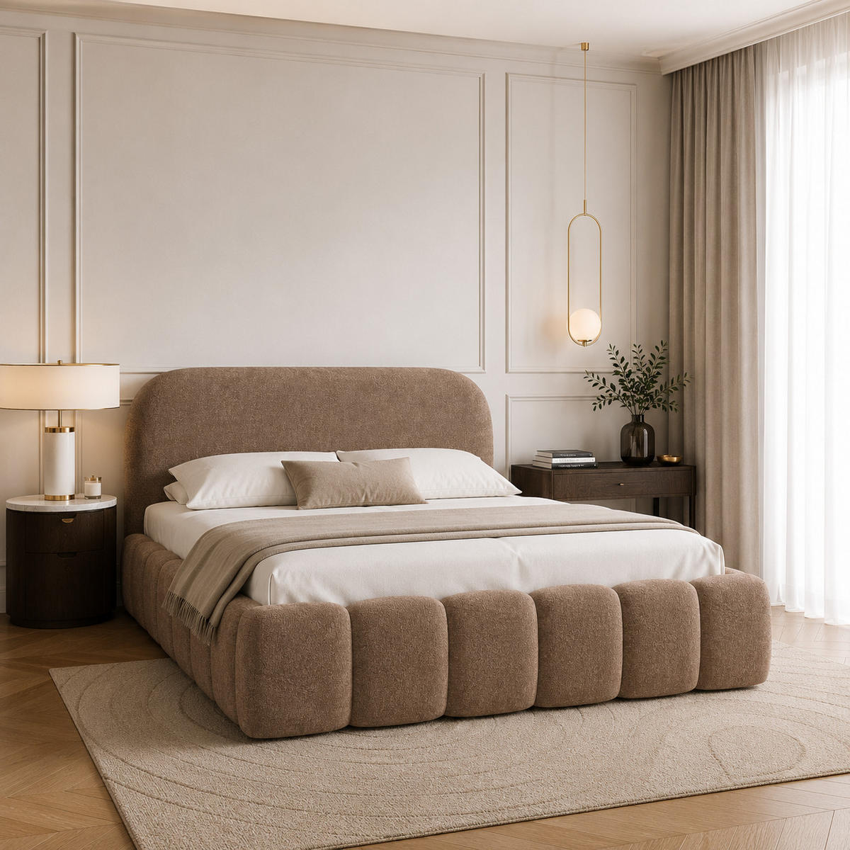 POLSTERBETT BELLURE mit Bettkasten 180x200,Doppelbett mit Stauraum,Lattenrost,Boxspringbett-Optik,ohne Matratze-Braun - Braun, Holz (180/200cm) - Furnistar