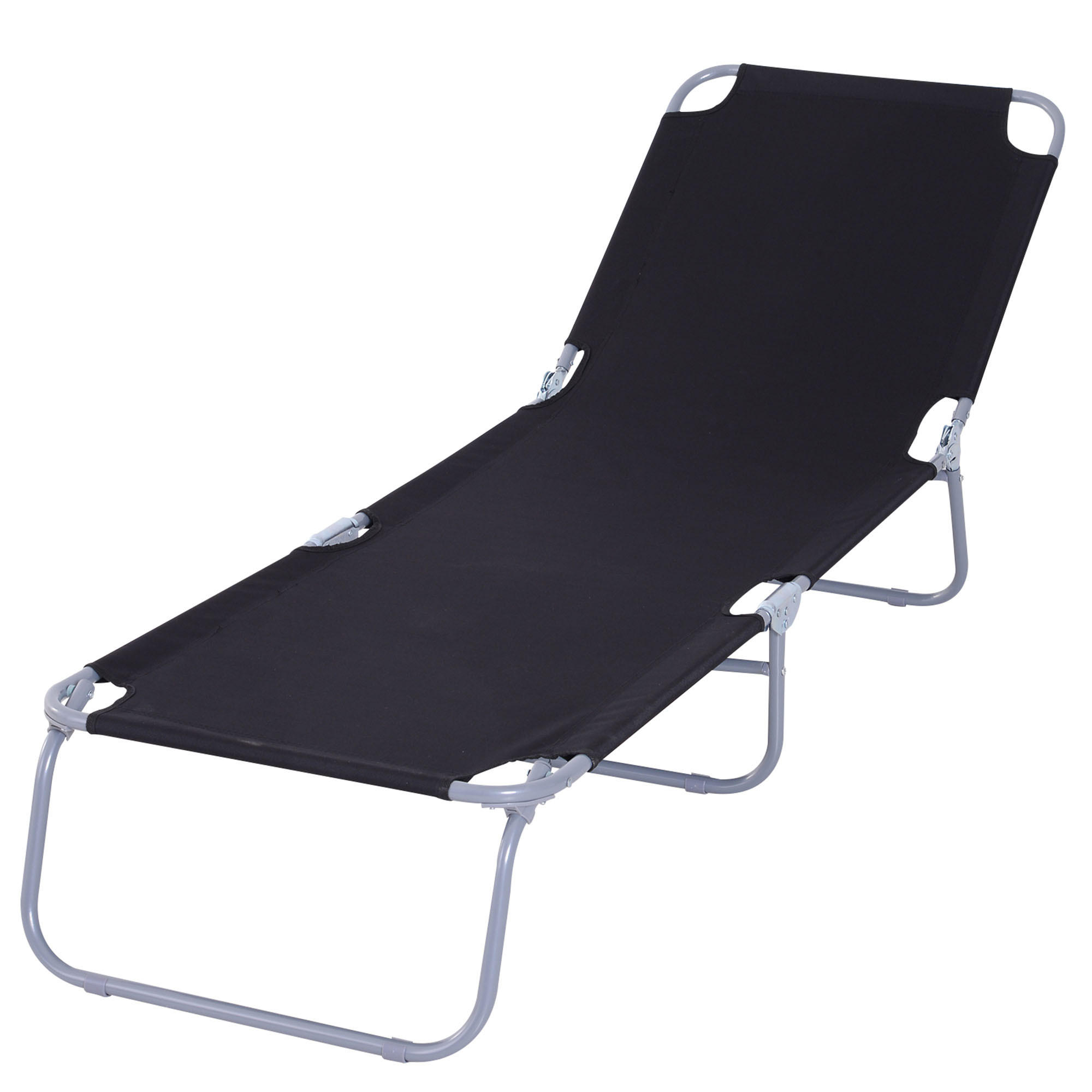 SONNENLIEGE Klappbare ,187*55*24 cm - Schwarz, Metall (55/24/187cm) - Vallsero