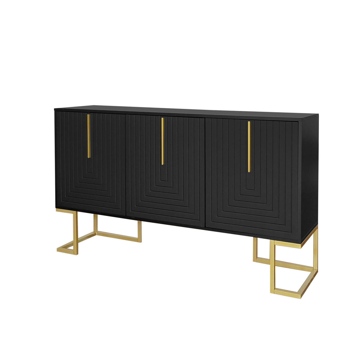 SIDEBOARD 3-türig mit verstellbaren Regalböden MDF Schwarz - Schwarz, Holzwerkstoff (138/80.5/40cm) - Meubliv