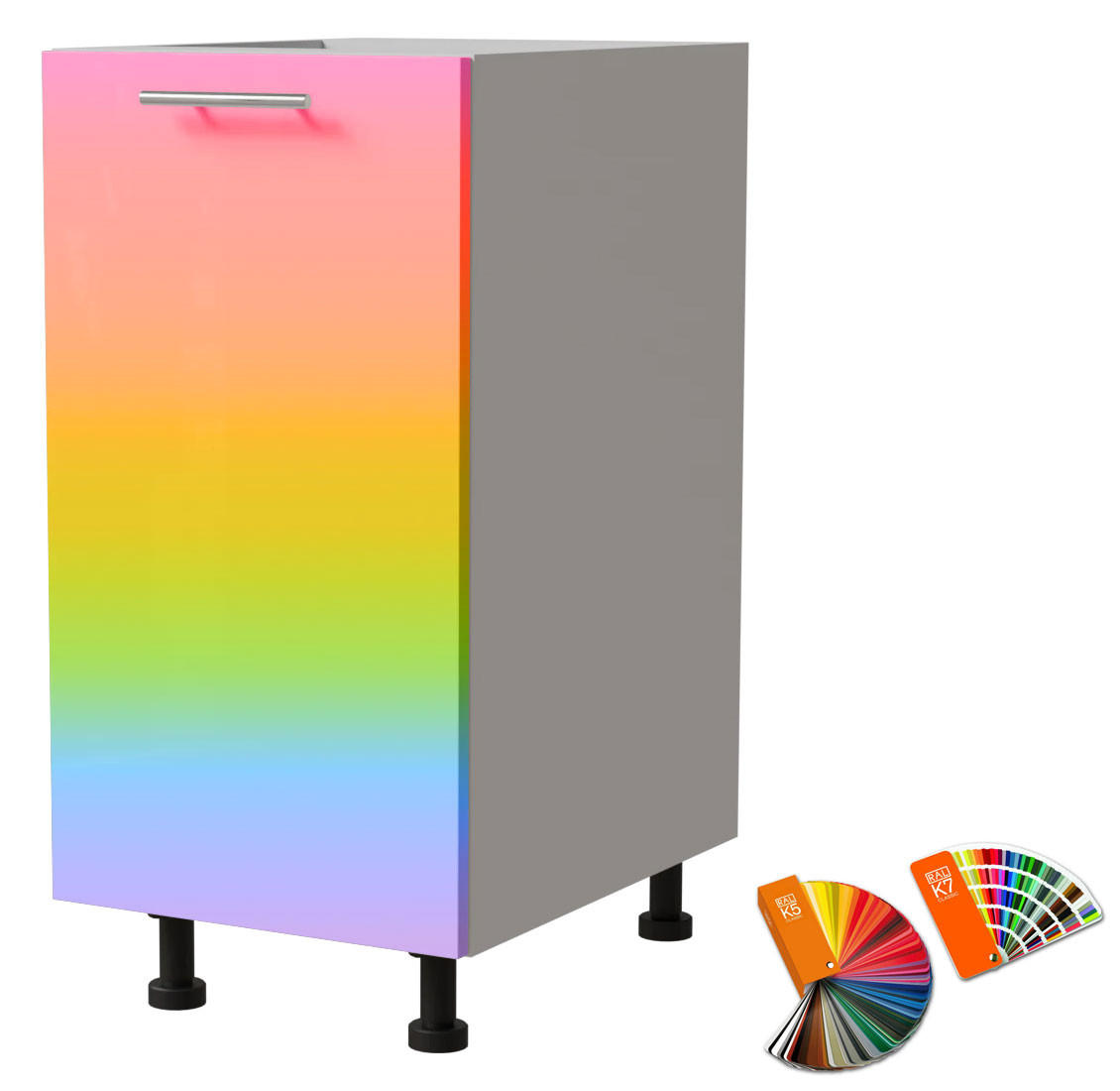 Feldmann-Wohnen Unterschrank Mehrfarbig, Weiß 40x82x50 cm