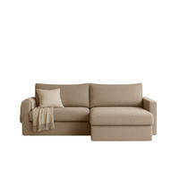 ECKSOFA Mit Schlaffunktion Und Bettzeugablage LUBEKA Stoff Faro Dunkelbeige Rechts - Cappuccino, Holz (224/147cm) - Kaiser Möbel