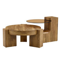 COUCHTISCH 78/75/34 cm rund aus MDF in Holzoptik mit braun getöntem Sicherheitsglas - Naturfarben, Holzwerkstoff (61/61/30cm) - OKMYHOME