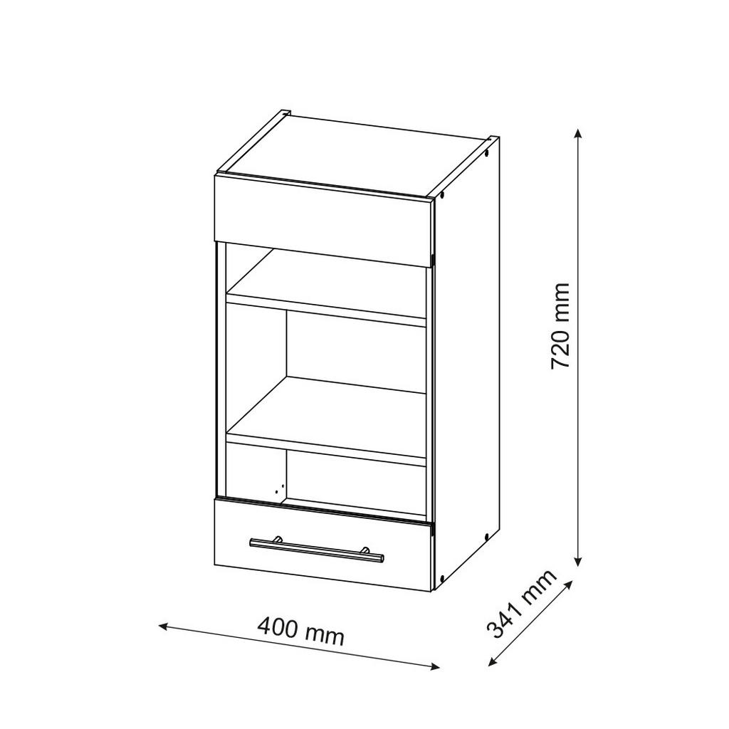 Thumbnail - Vicco Küchenglasschrank, Dunkelgrau, Weiß, Holzwerkstoff, 3 Fächer, Rechteckig, 40x72x34.1 cm, Küchen, Küchenmöbel, Küch...