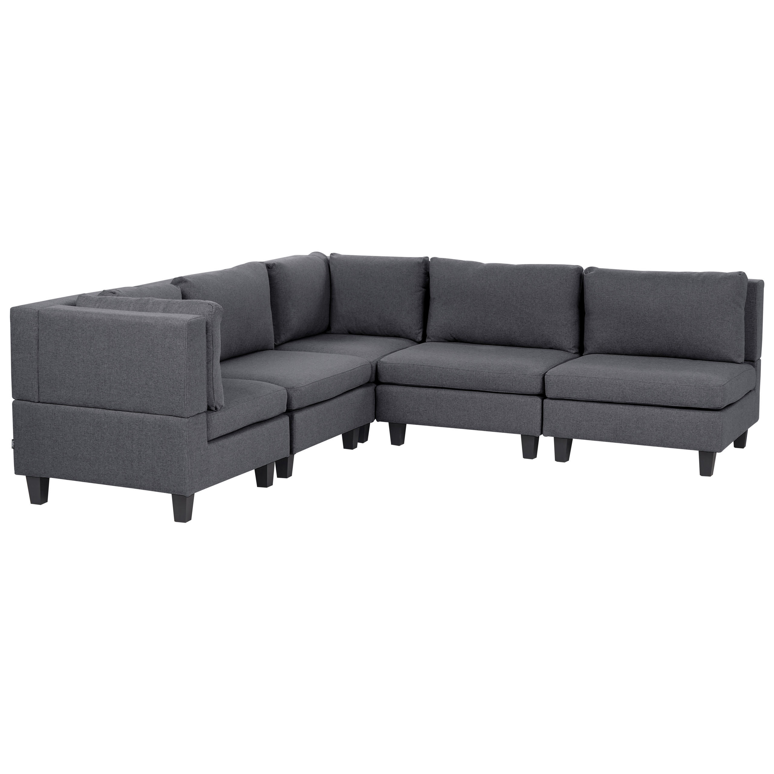 ECKFSOFA Modul 5-Sitzer rechtsseitig Dunkelgrau Stoff Unstad - Dunkelgrau/Grau, Textil (228/228cm) - Beliani