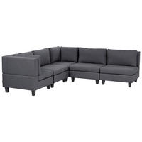 ECKFSOFA Modul 5-Sitzer rechtsseitig Dunkelgrau Stoff Unstad - Dunkelgrau/Grau, Textil (228/228cm) - Beliani