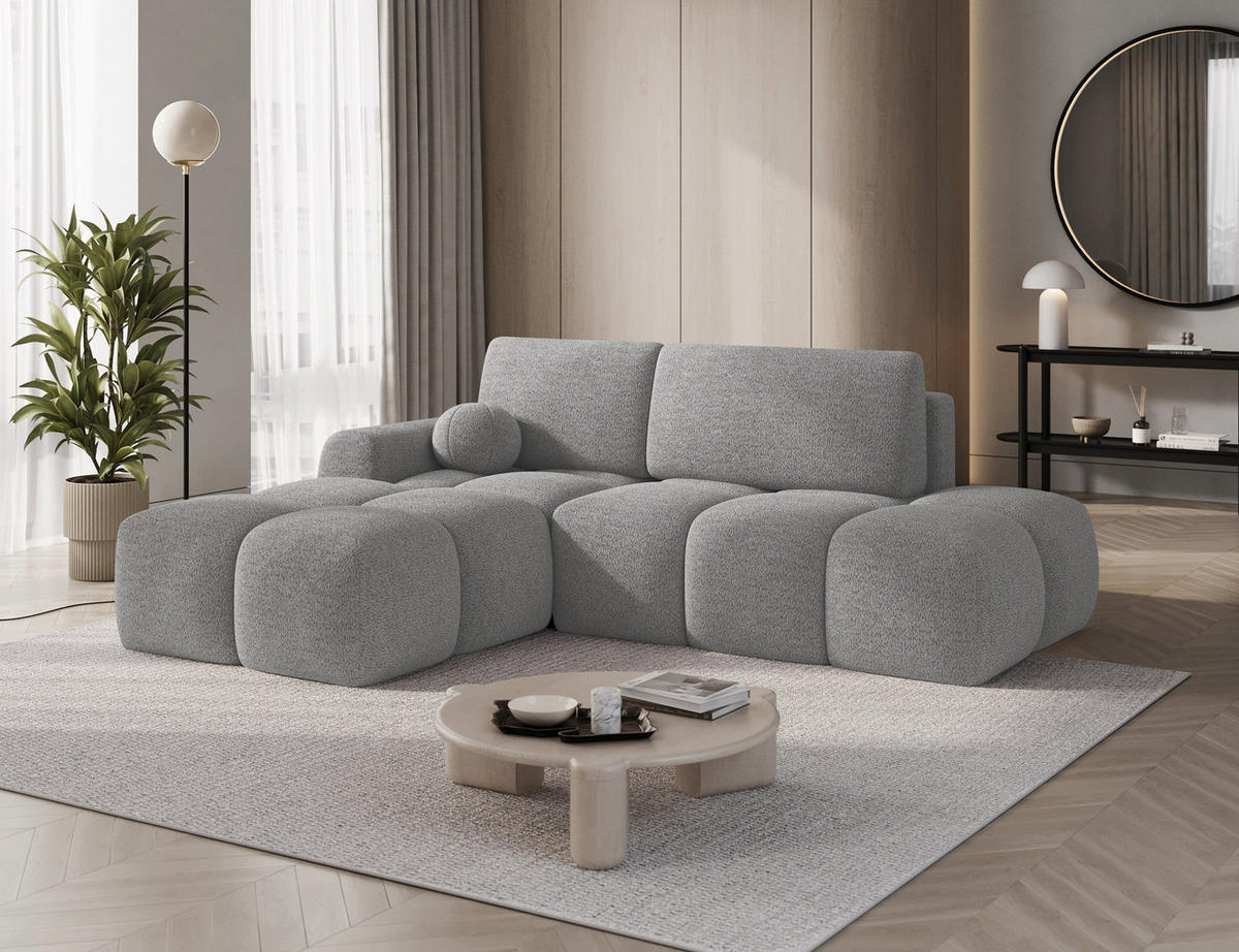 ECKSOFA VITTARIO mit Schlaffunktion & Bettkasten – Modernes L-Sofa 227 cm, inklusive Kissen - Grau, Kunststoff (227/95cm) - Wohnideebilder