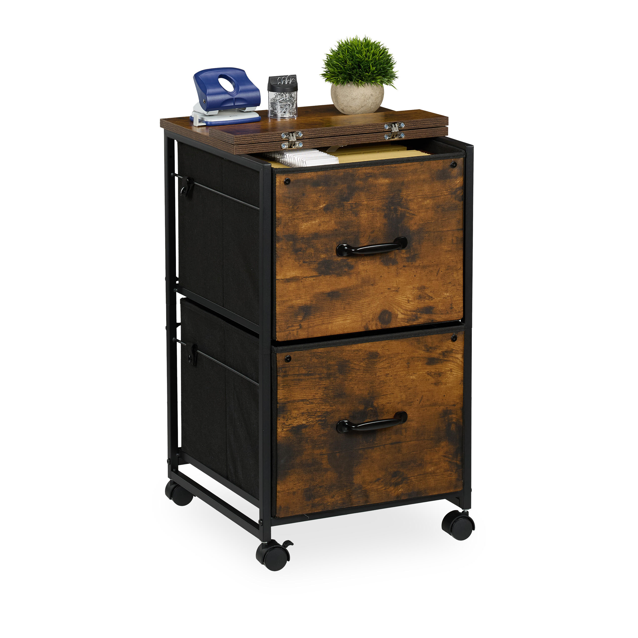 ROLLCONTAINER - Multicolor, Holzwerkstoff/Textil (40/68/40cm) - Relaxdays