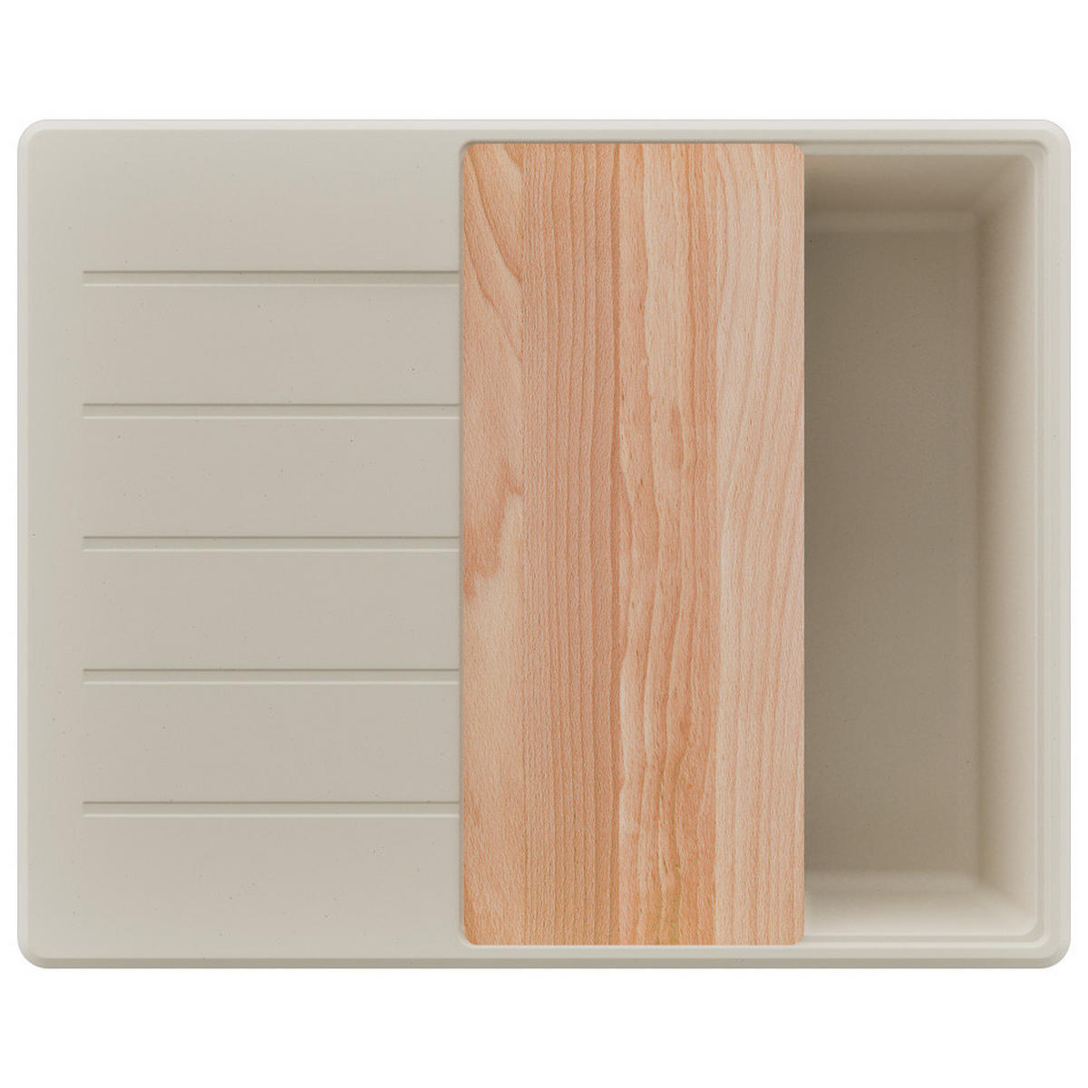 SPÜLBECKEN Kopenhagen, 2-er set Beige 62/50 cm 1 Becken + Ablauf-Set + Schneidebrett ab 45er Unterschrank - Beige, Kunststoff (62/20/50cm) - Primagran