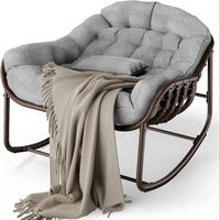 SCHAUKELSTUHL Rattan mit dicker Polsterung, großer Lounge-Eierstuhl für Garten und Innenbereich, Grau - Grau, Textil (83/64/92cm) - Kaket