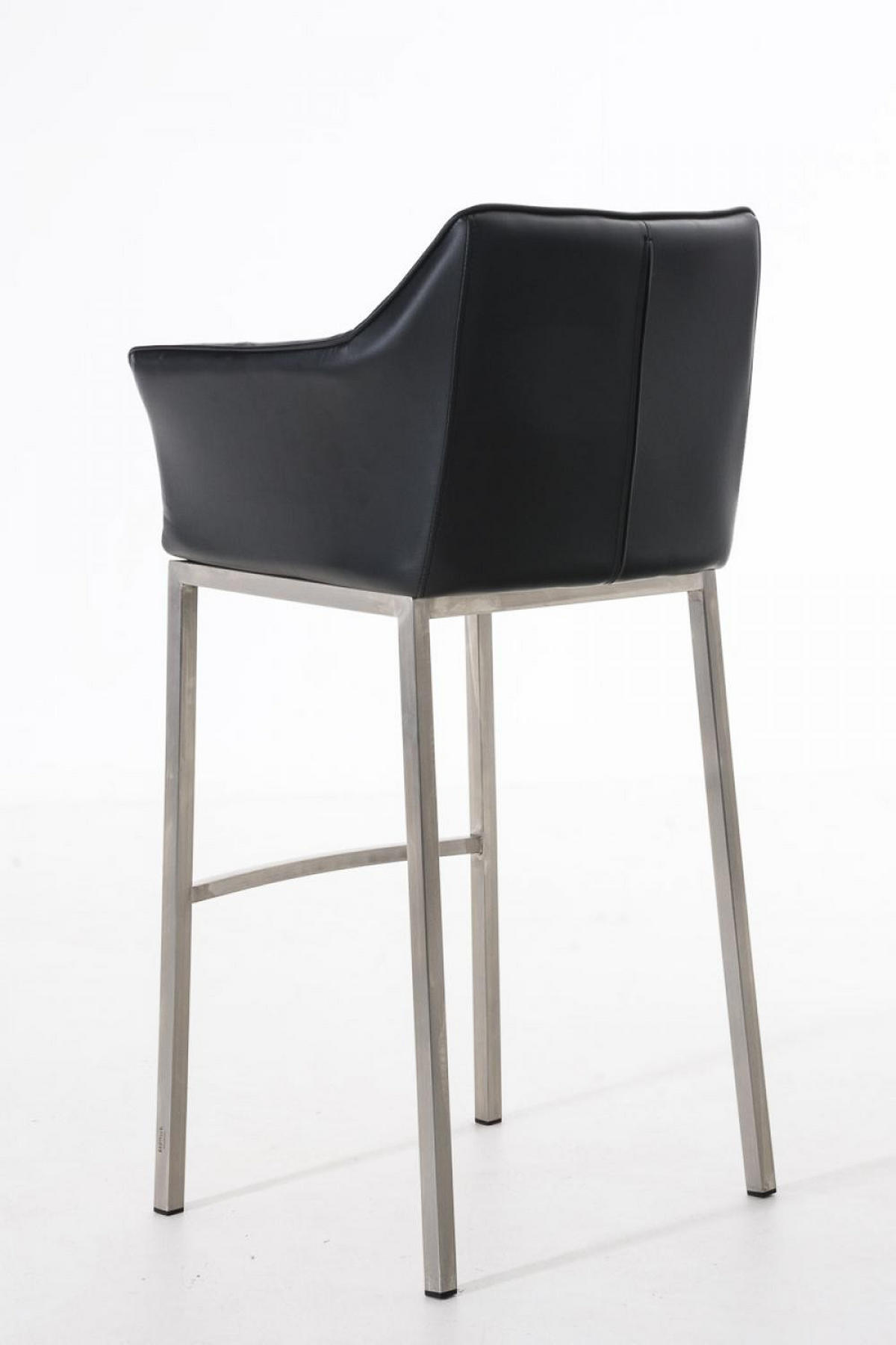 BARHOCKER Lederlook schwarz - Edelstahlfarben/Schwarz, Textil/Metall (64/110/48cm) - CLP