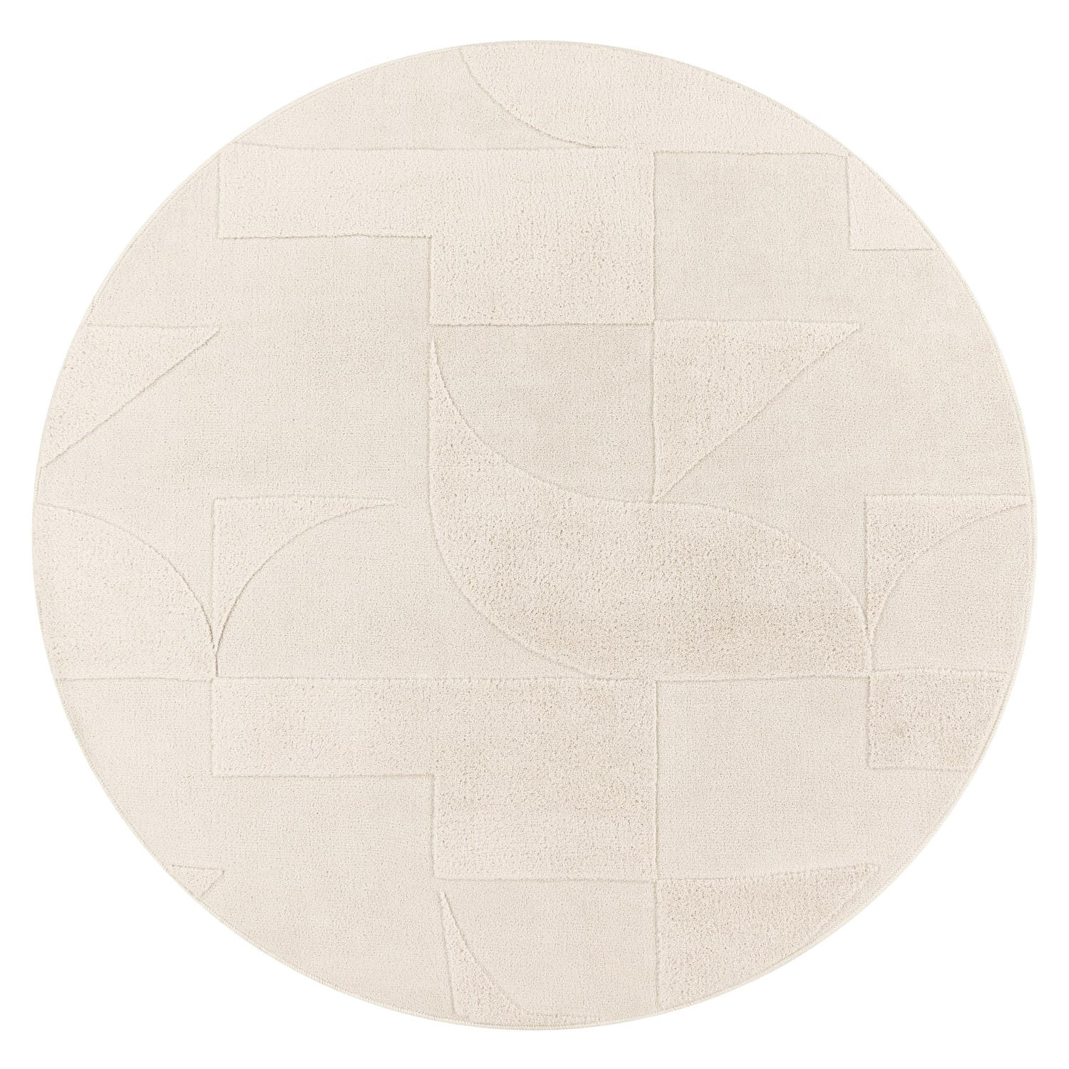 TEPPICH Kurzflor waschbar Struktur Wohnzimmer schmutzabweisend Creme Rund 120D - Beige, Textil (120/120cm) - KADIMA DESIGN