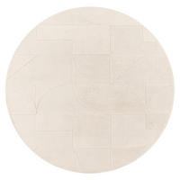 TEPPICH Kurzflor waschbar Struktur Wohnzimmer schmutzabweisend Creme Rund 120D - Beige, Textil (120/120cm) - KADIMA DESIGN
