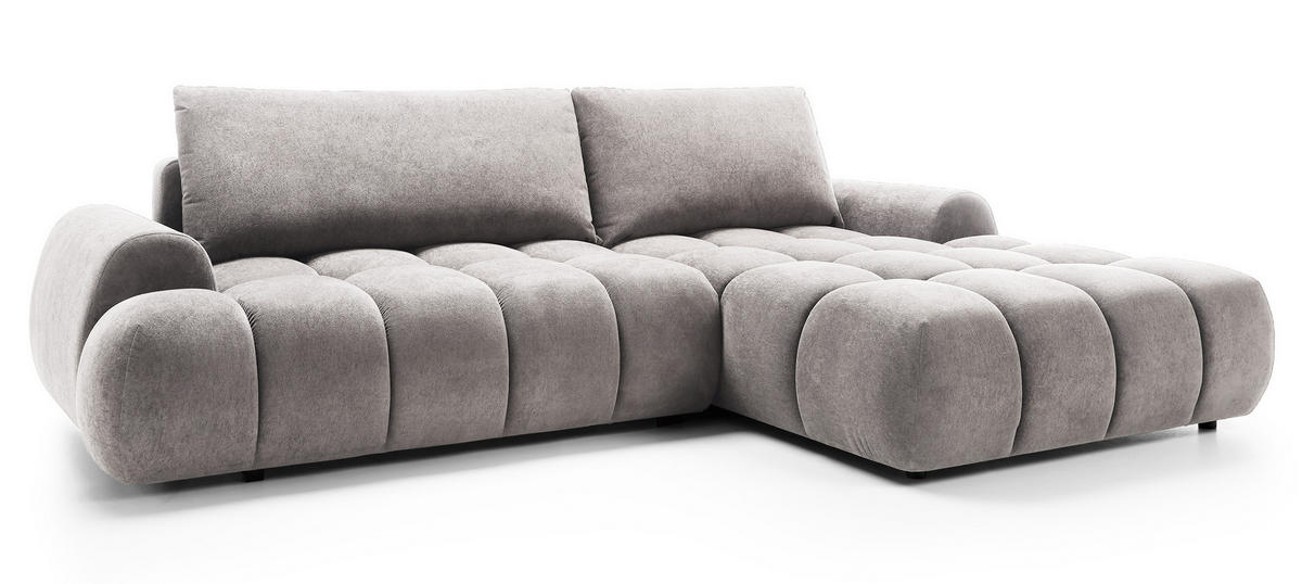 ECKSOFA 280 cm Valerio mit Bettkasten, 280 cm, Rechts, Schlaffunktion, Hellgrau - Hellgrau, Holz (177/280cm) - Emporius