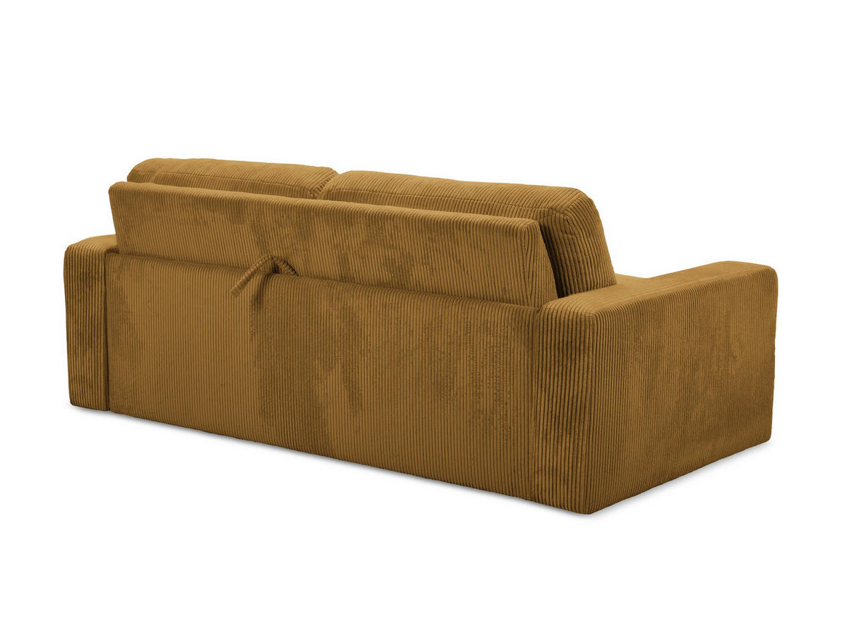 3-SITZER SOFA mit Schlaffunktion Cord Stoff Gelb - Currygelb/Gelb, Kunststoff/Textil (195/80/100cm) - Makamii