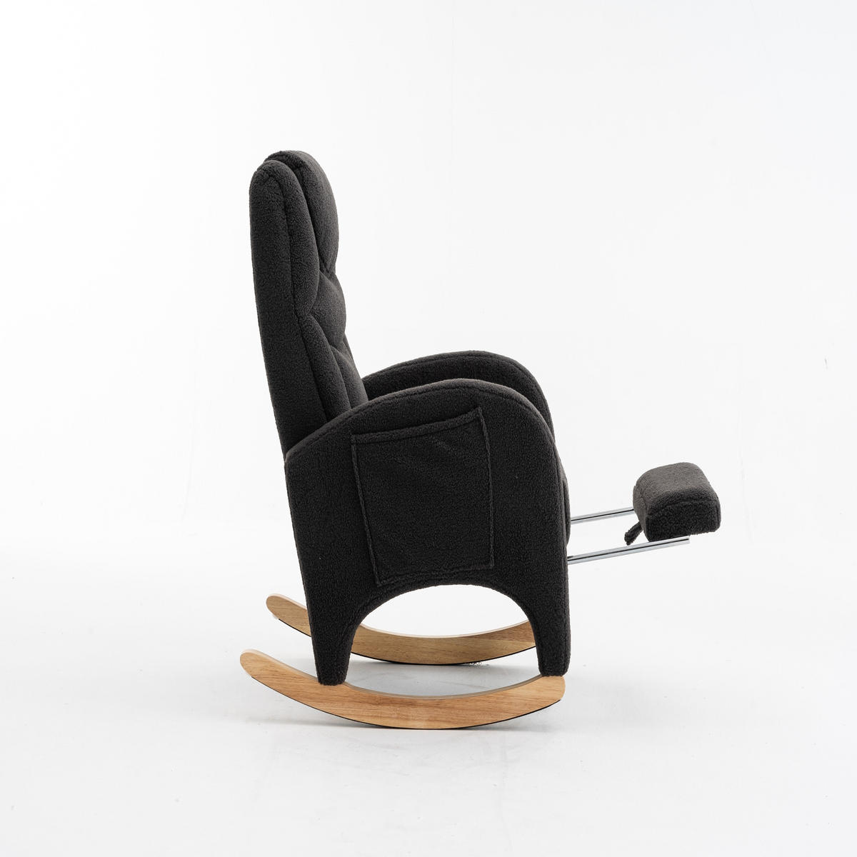 SCHAUKELSTUHL Dunkelgrau Teddy mit Klappbare Pedale - Dunkelgrau, Textil (125/101/66cm) - Oxeza