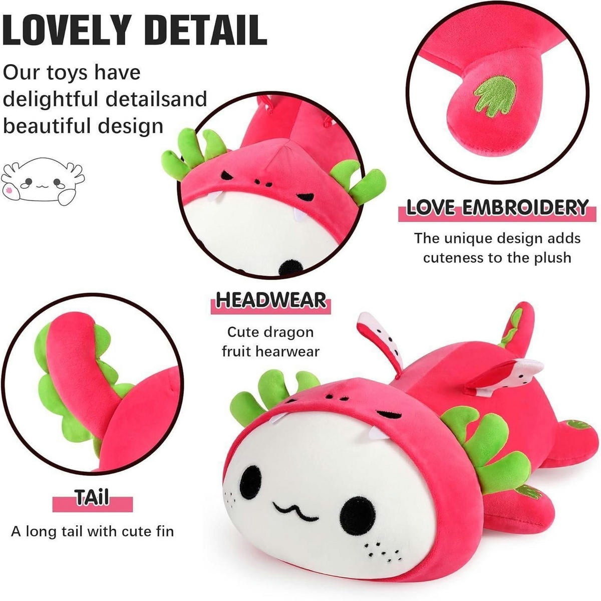 PLÜSCHKISSEN Axolotl Drachenfrucht Rot 50 cm - Rot, Textil (30/50cm)