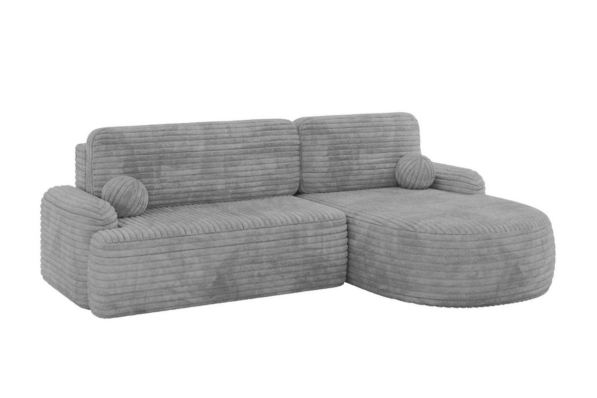 ECKSOFA mit Schlaffunktion und Bettkasten LIRA-L - 264x172x89 Hellgrau - Hellgrau, Holzwerkstoff/Textil (172/264cm) - ALTDECOR
