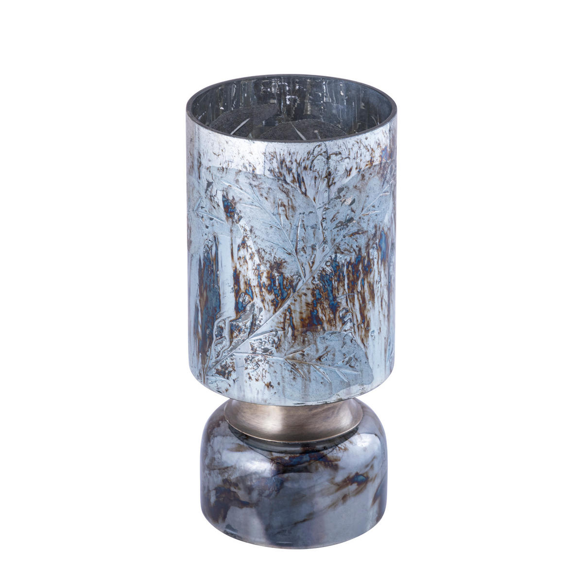 WINDLICHT Navanah Blau 12/12/25cm - Blau, Glas (12/25/12cm) - PTMD Collection