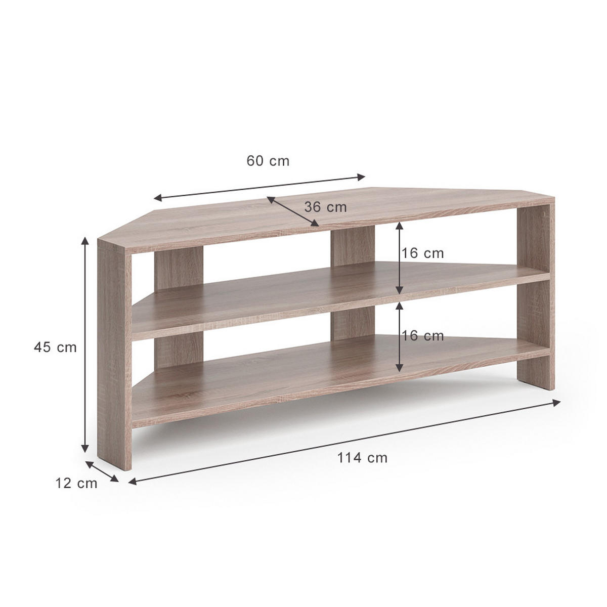 LOWBOARD Sonoma 114 x 45 cm - Sonoma Eiche, Holzwerkstoff (114/45/36cm) - Vicco