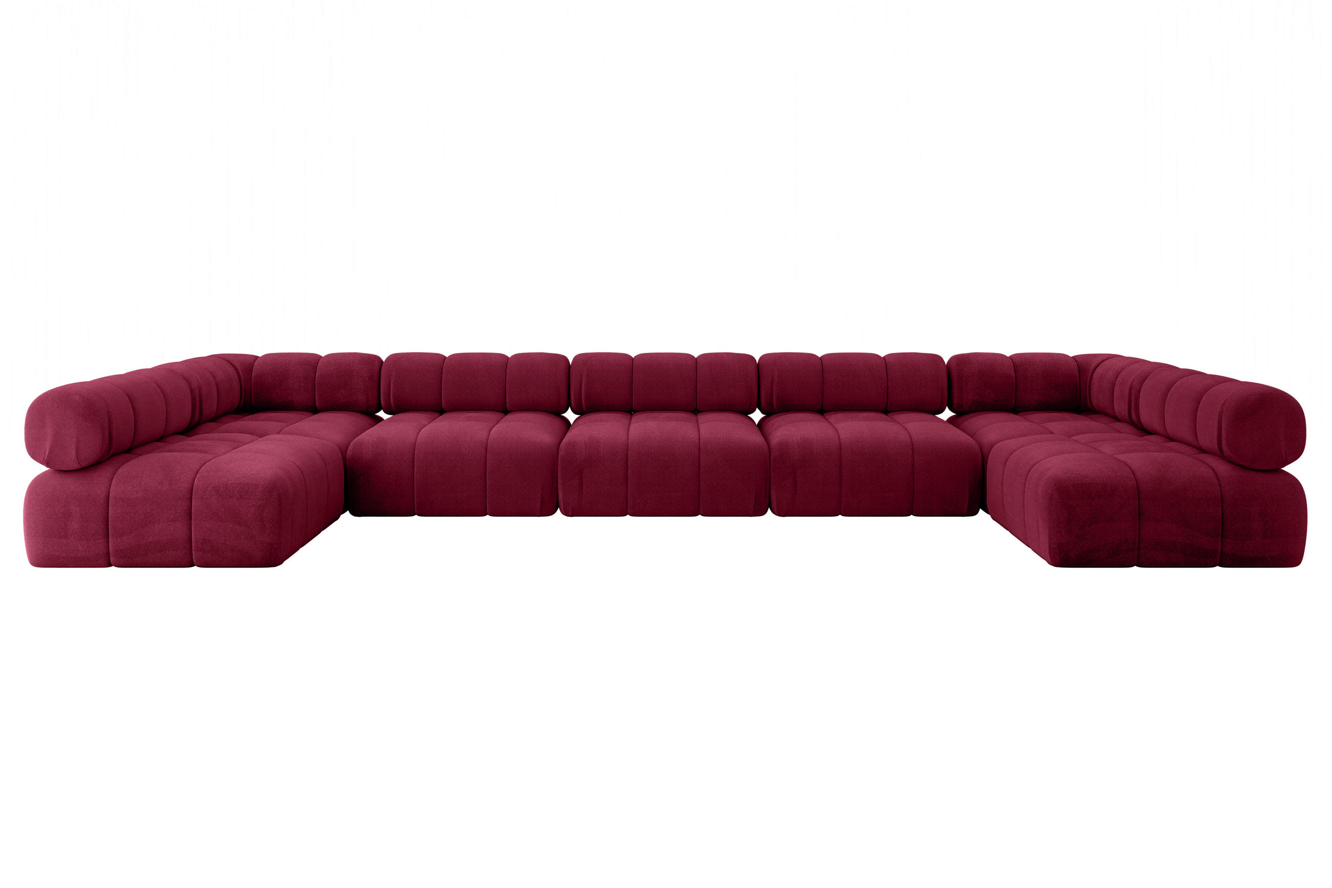 WOHNLANDSCHAFT modulares Sofa Garvo-U3 - 475x190x70 cm Bordeauxrot Velours - Bordeaux, Holzwerkstoff/Textil (475/70/190cm) - ALTDECOR