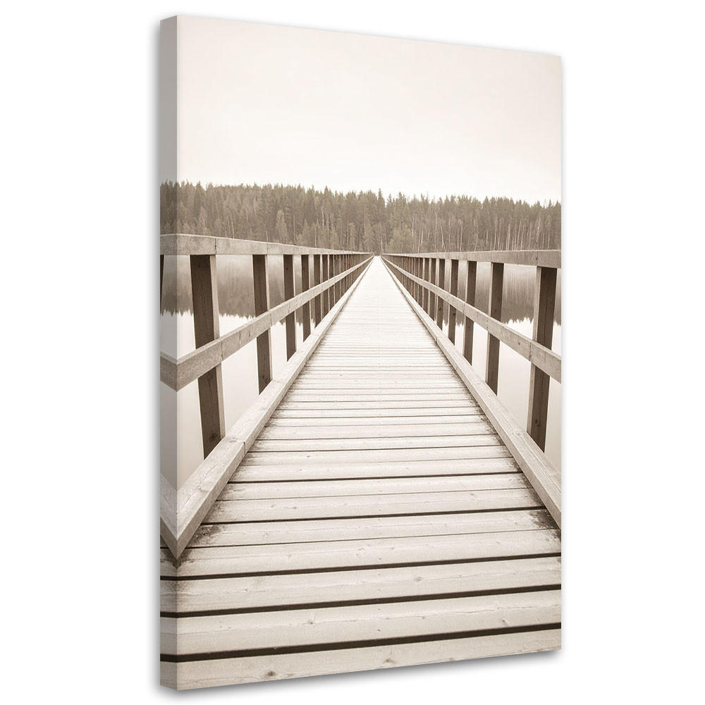 LEINWANDBILD Pier Seelandschaft Natur 40x60cm - Beige, Textil (40/60cm) - Feeby