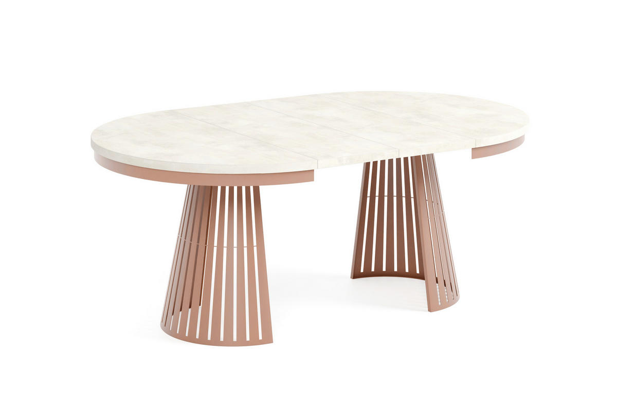 ESSTISCH Cone Bis - Creme/Kupferfarben, Holzwerkstoff/Metall (120/120/76cm) - Meblini