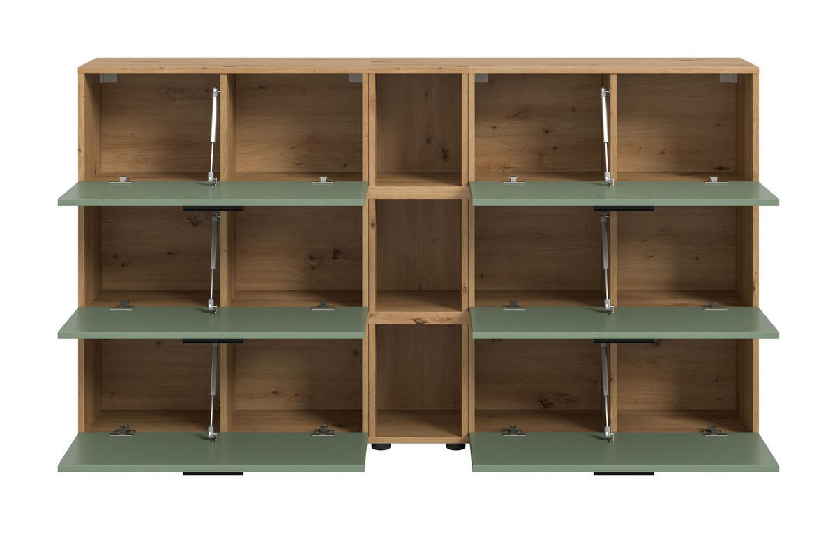 WOHNKOMBINATION THE ONE (B/H/T: ca. 176/99/34 cm) in Artisan Oak Nachbildung/Smoke Green - Eiche Artisan, Holzwerkstoff (176/99/34cm)